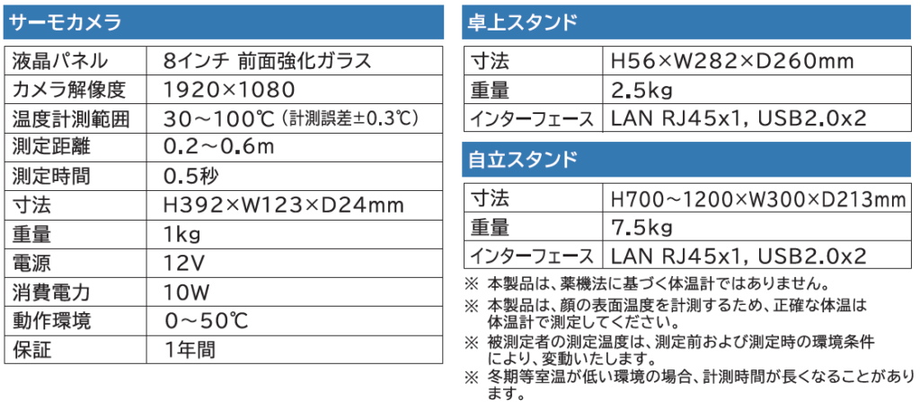 サーモカメラTC-09V製品仕様